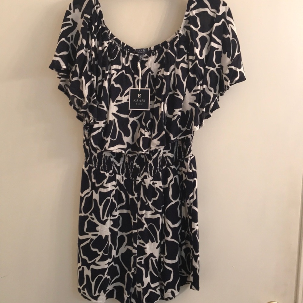 NWT Kaari Blue Off The Shoulder Romper